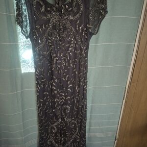 Elegant Black and Gold Embellished Dress